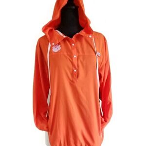 Sz Med Clemson Tigers Columbia Pullover Long Sleeve Zip Pockets Woman's  Orange